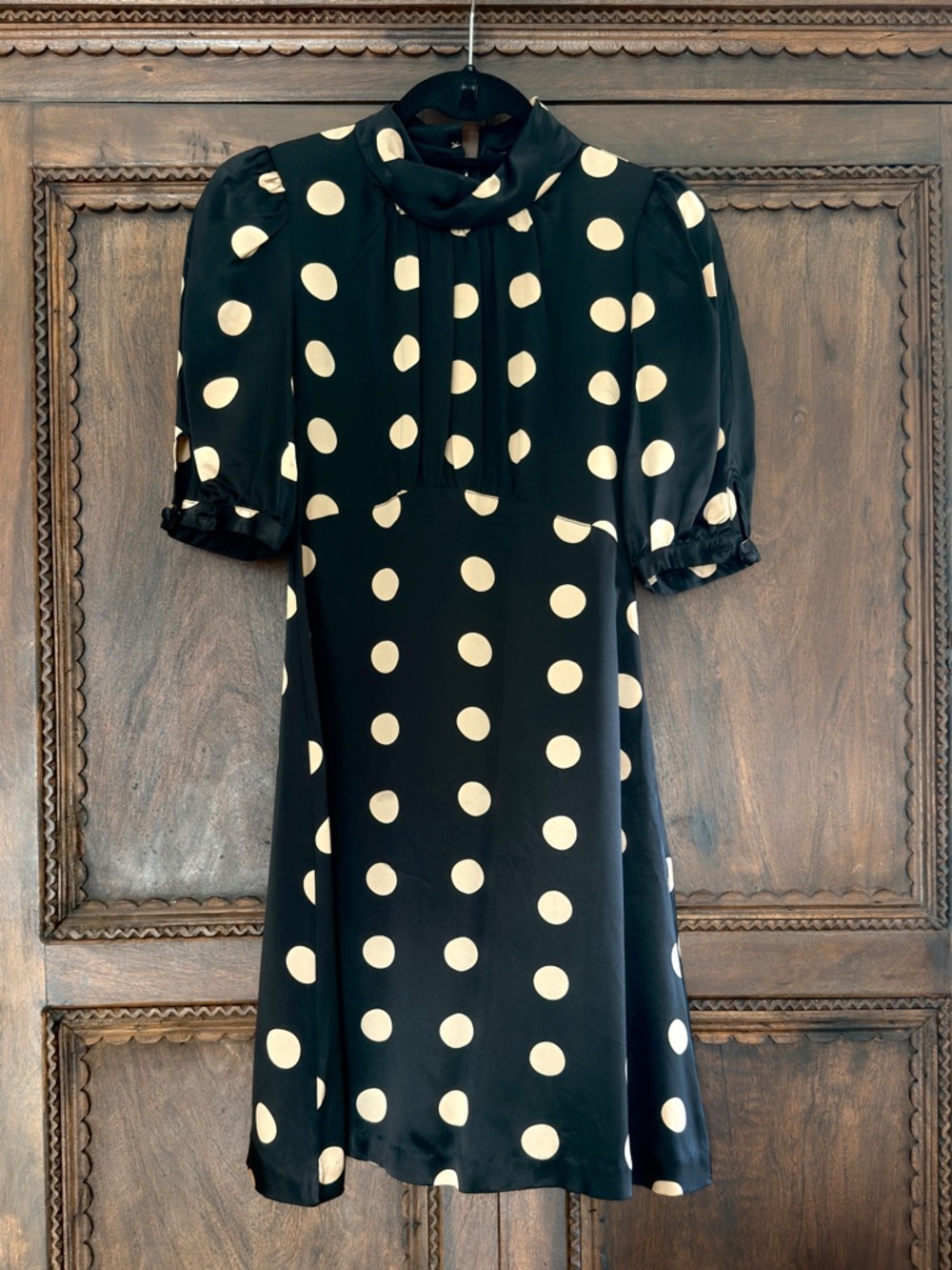 Betsey Johnson Black Dress with Cream Polka Dots